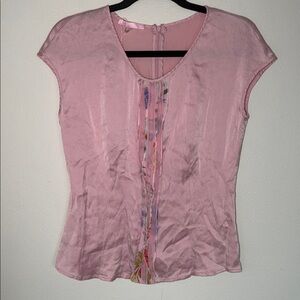 Basler Silk Embellished Ruffles Coquette Pastel Blouse